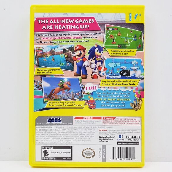 Mario Sonic London Olympic Games Nintendo Wii Video Game Case Manual Tested - Picture 2 of 7